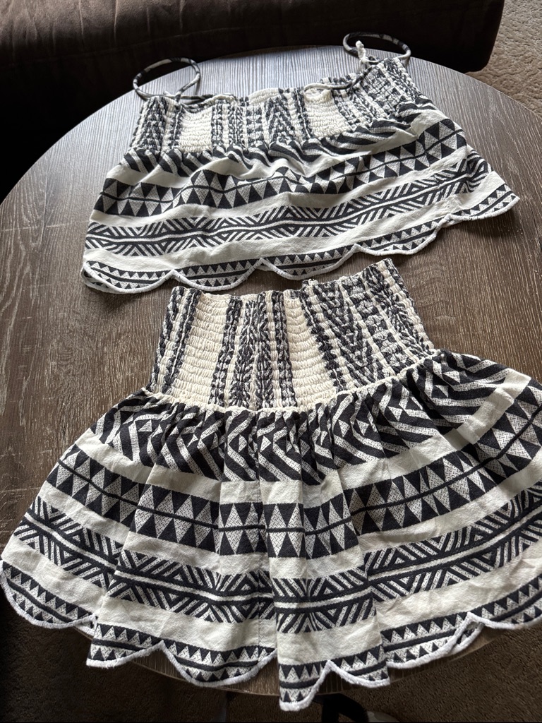 Smocked Waist Black & White Circle Skirt